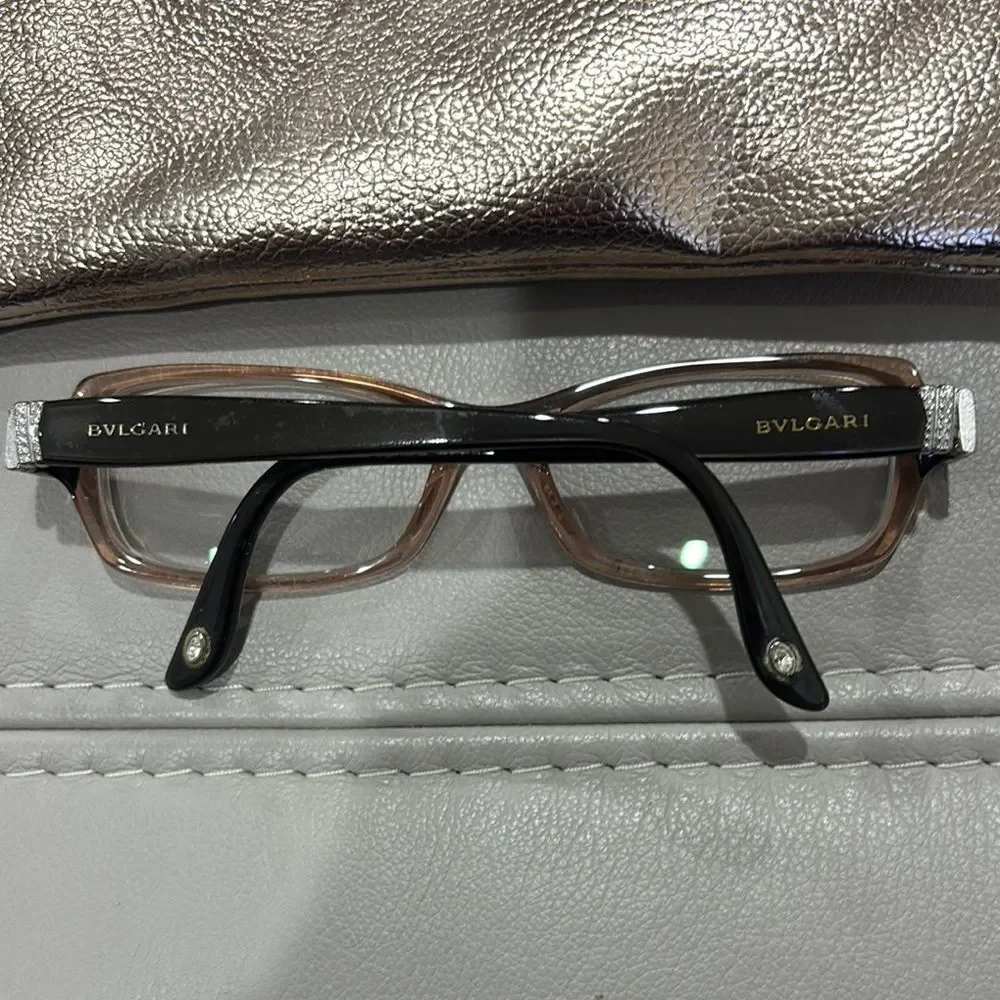 Bvlgari 4051-B glasses frames - transparent front, jeweled arms / sides